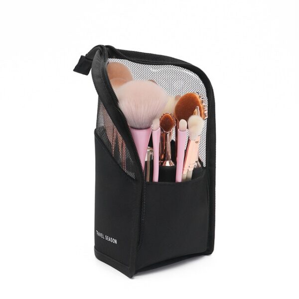 PURDORED Bolsa de cosméticos con soporte de 1 pieza para mujer, bolsa de maquillaje con cremallera transparente, maquillaje femenino de viaje