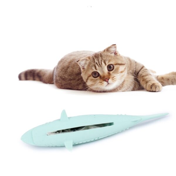Silicone Mint Fish Cat Toy Pet Catnip Soft Clean Teeth Toothbrush Chew Cats Toys Molar Stick 1