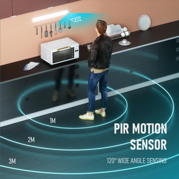 Sensor de movemento LED ultrafino de grano de madeira debaixo das luces do gabinete Tipo C Lámpara nocturna de carga USB 2