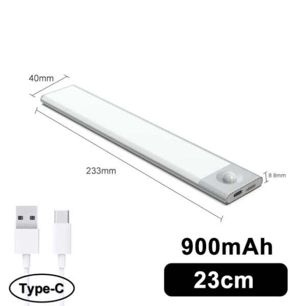 Grán Adhmaid Braiteoir Tairisceana Ultra-tanaí LED Faoi Shoilse Comh-Aireachta Cineál C Lampa Oíche Muirearú USB 2.jpg 640x640 2