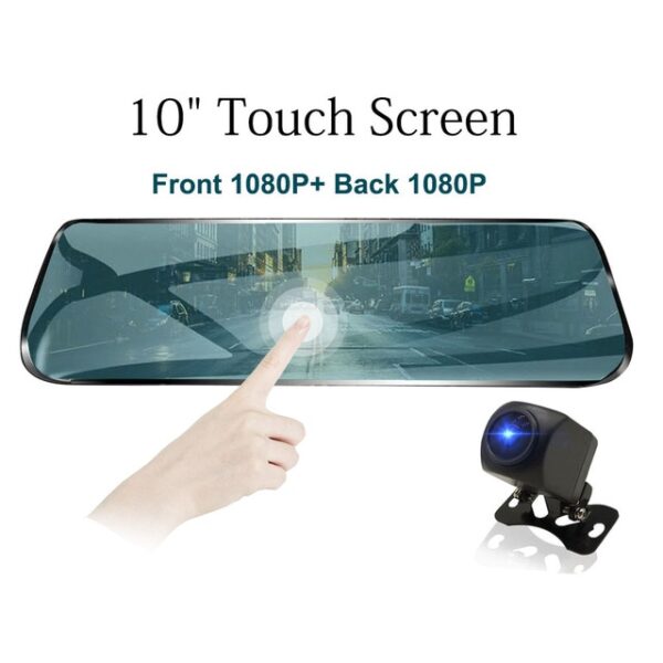 Zimtop tosaigh agus cúl dé 1080P 10inch meán sruthú dé-lionsa dash cam recorder carr ceamara 1