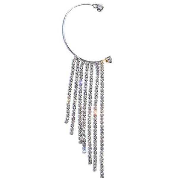 1Pc Fashion Crystal Tassel Ear Pendant Hanging Ear Cuff Earrings No Pierced Rhinestone Clip On Earrings 1.jpg 640x640 1