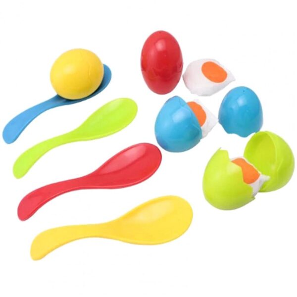 1Set Egg Spoon Game Gampang Dicekel Pangembangan Intelektual Portabel Balance Pelatihan Sendok Kaulinan Endog pikeun 1