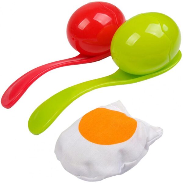 1 Juego de cucharas de ovo, fácil de agarrar, desenvolvemento intelectual, cucharas de adestramento de equilibrio portátiles, juguete de ovo para