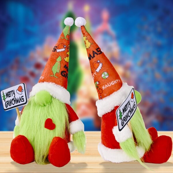 2021 Faceless Gnome Green Grinch Plush Grinch Doll Christmas Plush Doll for Christmas Decorations Xmas Party 1