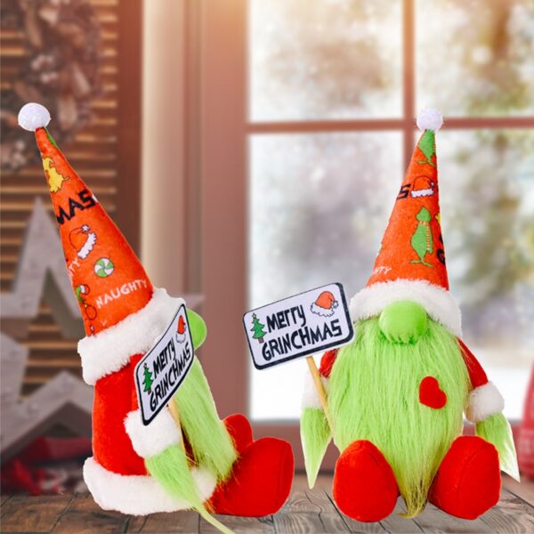 2021 Gnomo sin rostro Green Grinch Plush Grinch Doll Muñeco de peluche de Navidad para decoraciones navideñas Fiesta de Navidad 5