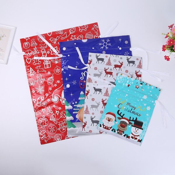 2022 1Set Christmas Gift Bag Extra Large New Year Gift Candy Bags Laser Printing For Christmas 3