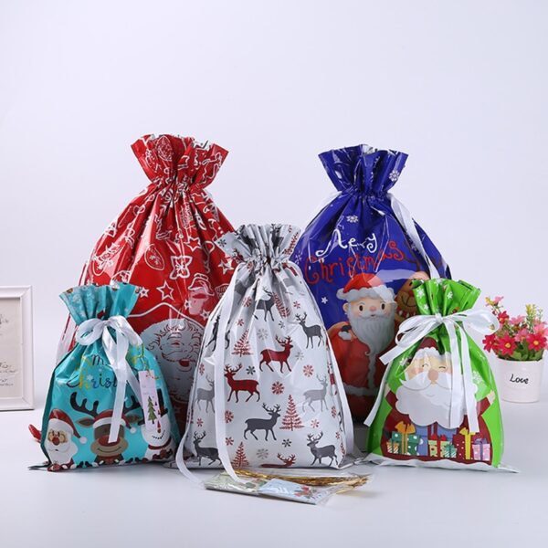 2022 1Set Christmas Gift Bag Extra Large New Year Gift Candy Bags Laser Printing For Christmas 5