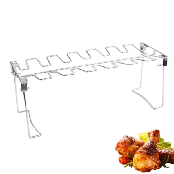 BBQ Beef Chicken Leg Wing Grill Rack 14 Slots Stainless Steel Barbecue Drumsticks Holder Smoker