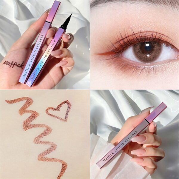 Eye Shadow Liner Kombinaĵo kosmetikaĵoj Nigra Plumo Akvorezista Ne floras Eyeliner Plumo Rapida sekiga Eyeliner 4