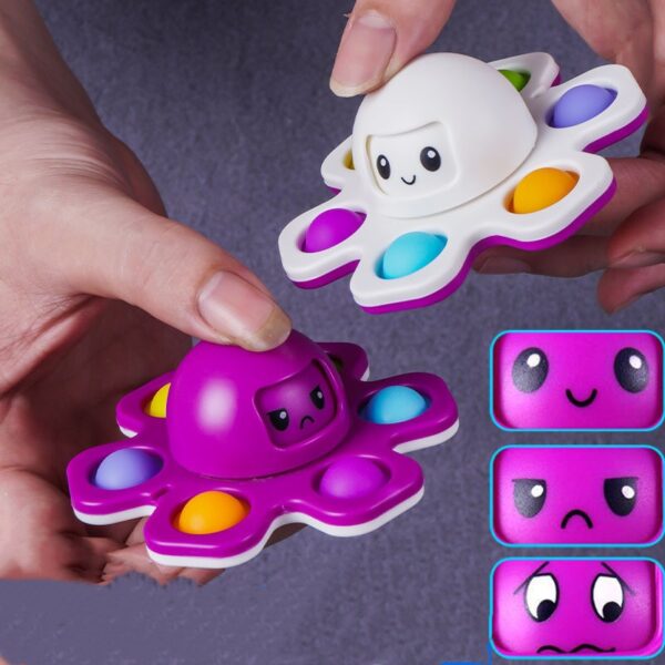 Fidget Toys Autism Stress Relief Silicone Interactive Flip Octopus Change Faces Spinner Push Pop Bubble Fidget