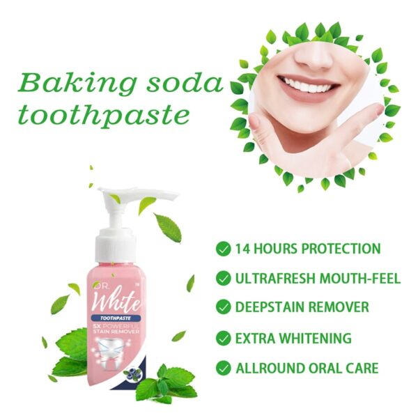 Intensive Stain Removal Whitening Toothpaste Fresh Breath Blueberry Fruity Taste Fluoride Free 2