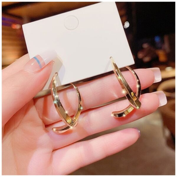 Irregular Simple Curved Earrings Women s New Fashion Wire Hoop Curved Ear Studs Threader Circle Statement 1.jpg 640x640 1