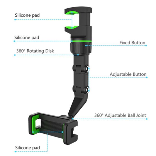 Multifunktions-Rückspiegelhalterung drehbare Kratzschutz Autotelefonhalter Halterung Universal verstellbare Fahrzeug Clip auf 5