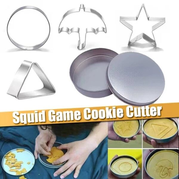 Gèam Squid Dalgona ÙR Corea Geama Siùcair Candy Mould Tbh an aon stoidhle còcaireachd DIY Cookie Cake Cookie Mould 5