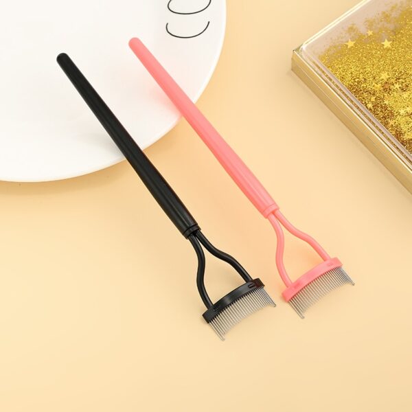 New Black Pink Eyelash Curler Metal Eyelash Brush Comb Portable Lash Separator Foldable Mascara Curl Beauty 3
