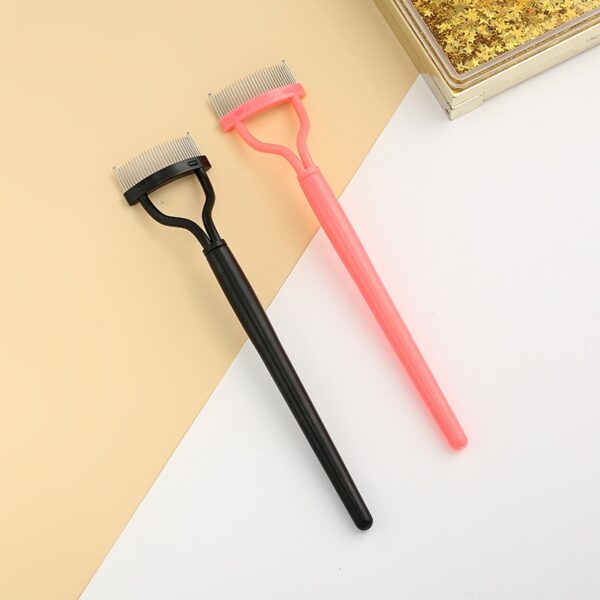 New Black Pink Eyelash Curler Metal Eyelash Brush Comb Portable Lash Separator Foldable Mascara Curl Beauty 4