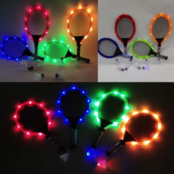 Toys ker Flash Badminton ténis rakét Siapkeun kalawan Flash badminton Kids outdoor Kaulinan kolotna anak interaktif