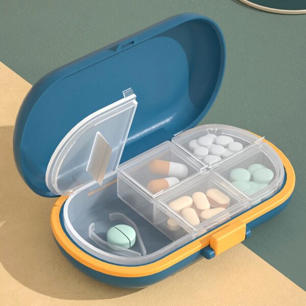 Portable Travel Pill Case Pill Cutter Organizer Tshuaj Cia Thawv Tshuaj ntsiav tshuaj ntsiav tshuaj Box 4 6 5