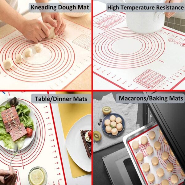 Silikoni Pastry Mat Non Stick Beking Kneading Esufulawa Mat Pastry Fondant Rolling Pad pẹlu Iwọn wiwọn 1