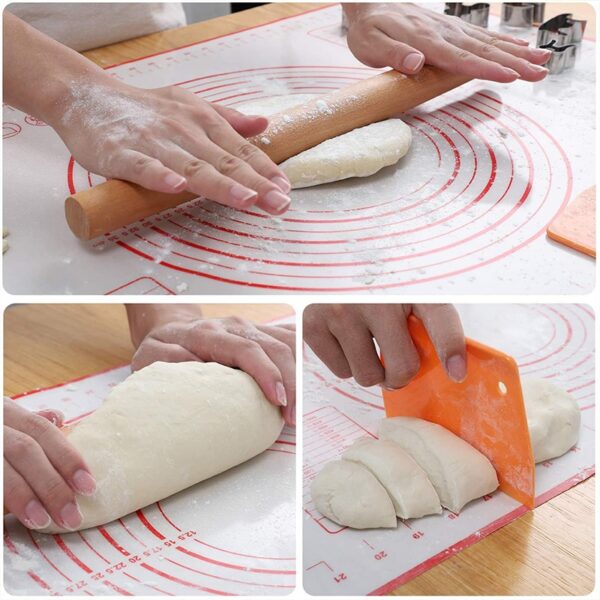 Silicone Keke Mat Non Stick Baking Kneading Dough Mat Kek Fondant Rolling Pad tare da Auna Kitchen 4