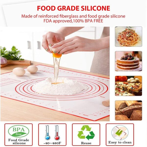 Silicone Pastry Mat Non Stick Baking Kneading Dough Mat Pastry Fondant Rolling Pad with Measurement Kitchen 5