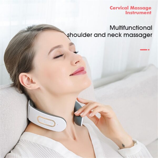 Smart Electric Neck and Shoulder Pulse Massager Kneading TENS Wireless Heat Cervical Vertebra Relax Pain Relief 4
