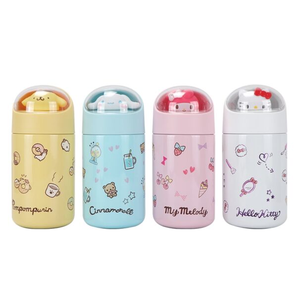 15 5cm Kawaii Sanrioed Mymelody HelloKt Cinnamoroll Pompom Purin Male and Female Students Water Cup Thermos 1