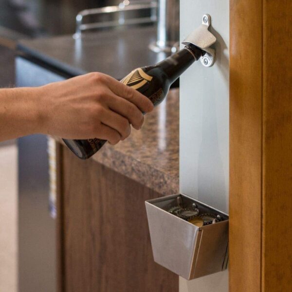 1 件不锈钢开瓶器壁挂式啤酒盖收集盒带螺丝适用于厨房酒吧