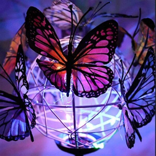 2 In 1 Setaele se Secha Kantle se sa keneleng Metsi Solar Butterfly Bulb Lights Garden Garden Landscape Lawn Led 2