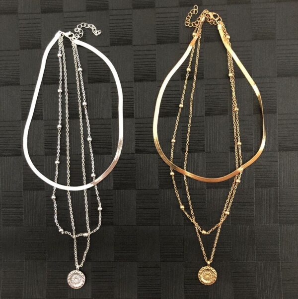 2021 Hot Sale Summer New Style Lotus Necklaces Jewelry Girl Bohemia Alloy Necklace Multilayer Chain For 5