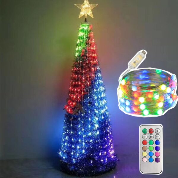 20M Smart RGB Christmas Tree Fairy Light Garland Copper Wire LED String Light With Remote for