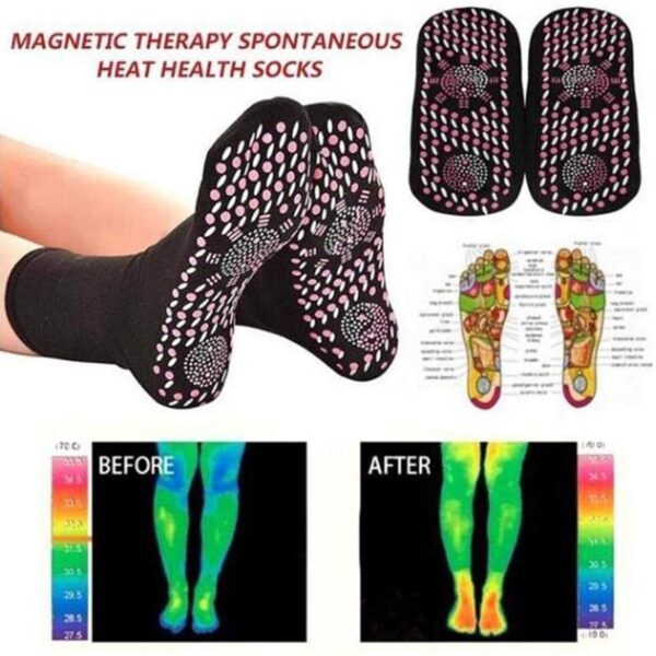 2Pcs Pair Self Heating Socks Magnetic Massage Socks Tourmaline Socks Outdoor Breathable Anti Freezing Warm Foot 1