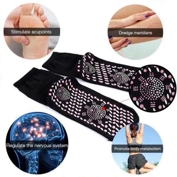 2Pcs Pair Self Heating Socks Magnetic Massage Socks Tourmaline Socks Outdoor Breathable Anti Freezing Warm Foot 2