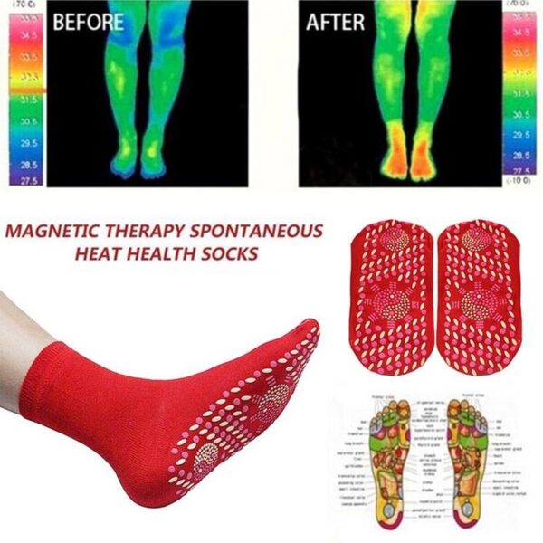 2Pcs Pair Self Heating Socks Magnetic Massage Socks Tourmaline Socks Outdoor Breathable Anti Freezing Warm Foot 4