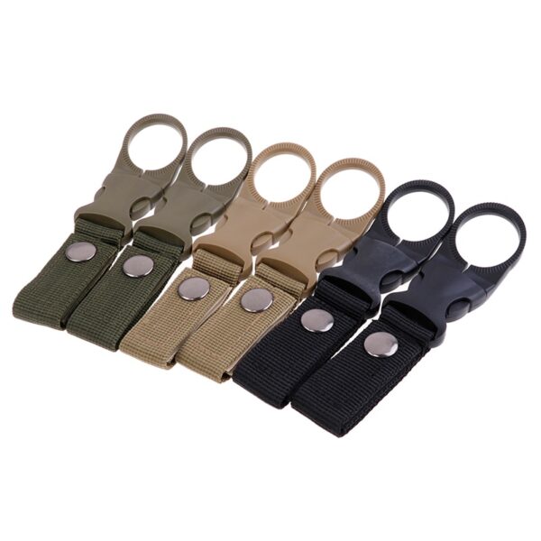 2pcs Water Bottle Holder Clip Multifunction Water Bottle Nylon Webbing Buckle Hook Climbing Carabiner Belt Backpack 2