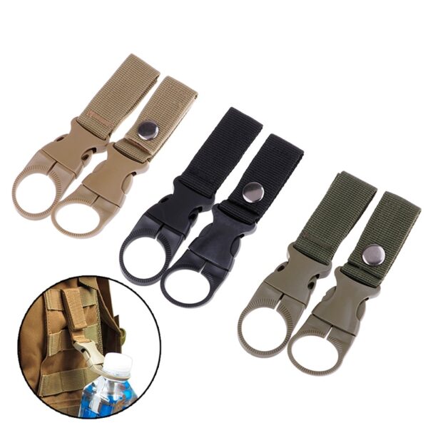 2pcs Water Bottle Holder Clip Multifunction Water Bottle Nylon Webbing Buckle Hook Climbing Carabiner Belt Backpack