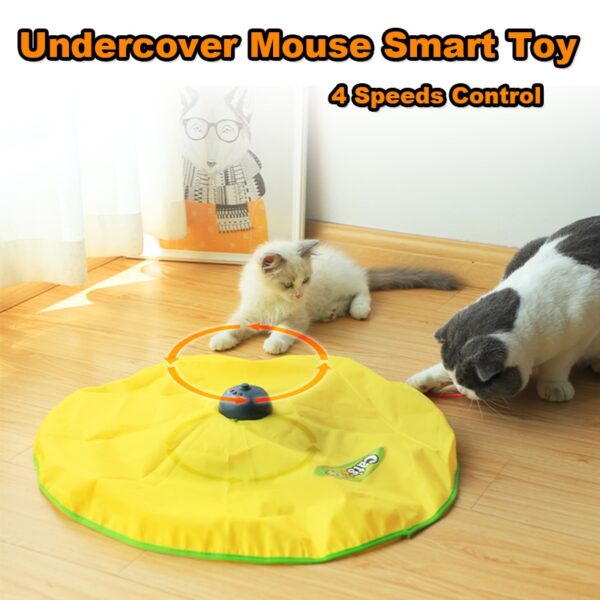 4 Speeds Smart Cat Toys Electric Motion Undercover Mouse Fabric Moving Feather Interactive Toy For Cat