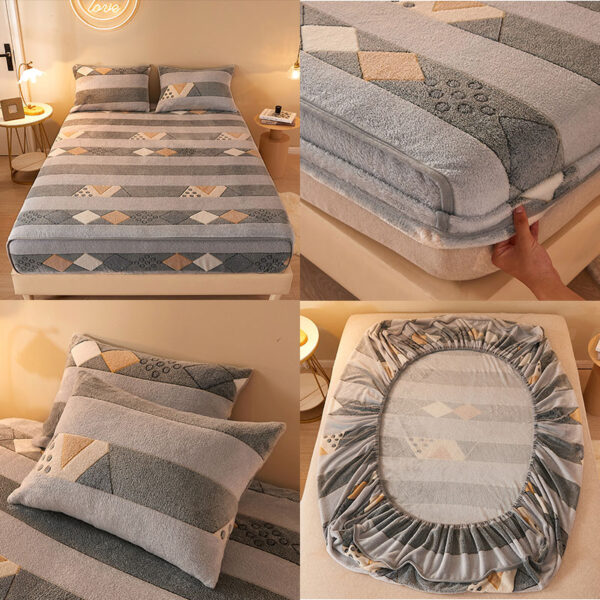 可調節底床單法蘭絨彈性貼合床單保暖加厚床單冬季床墊套 150 4