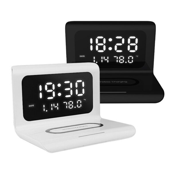 Alarm clock with Wireless Charging Function bedside Alarm Clock compatible with Iphone Huawei Samsung bedside alarm 4