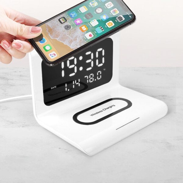 Alarm clock with Wireless Charging Function bedside Alarm Clock compatible with Iphone Huawei Samsung bedside alarm