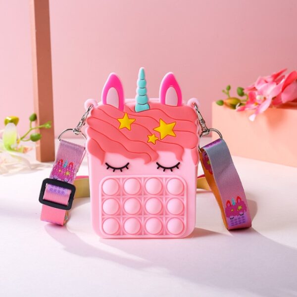 Big Unicorns Kawaii Wallet Anime Fidget Toys Popping Popet Silicone Push Bubble Storage Women Bag