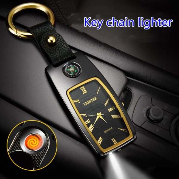 Car Key Chain Watch Lighter Multi function Cigarette Lighter With Compass Charging Device 2