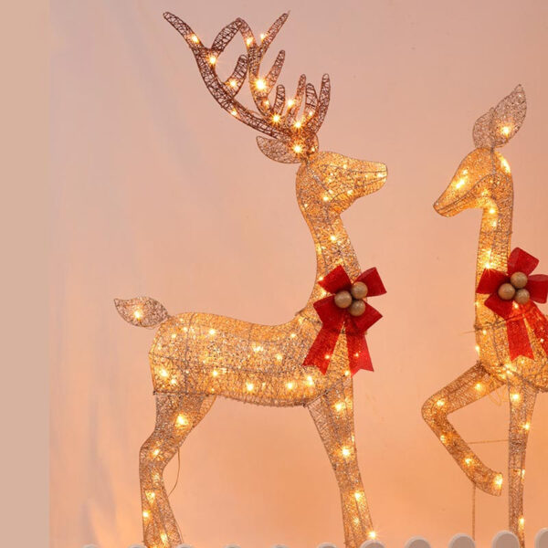 Christmas Decoration Ornaments 30 40 50 CM Gold Deer Elk Led Light Xmas Tree Scene Room 4 1
