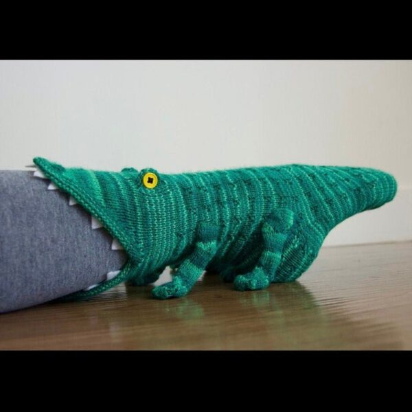 Christmas Gift Shark Fish Chameleon Crocodile Knit Socks Cute Unisex Novelty Winter Warm Floor Sock for 1