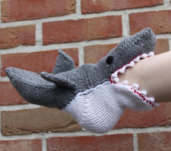 Christmas Gift Shark Fish Chameleon Crocodile Knit Socks Cute Unisex Novelty Winter Warm Floor Sock for 2