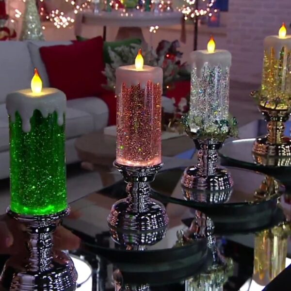 Christmas Rechargeable Colour Electronic LED Waterproof Candle With Glitter Colour Changing LED Water Candle In Stock