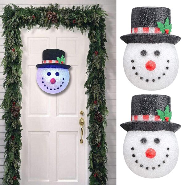 Christmas Snowman Decoration Lampshade Door Hanging Snowman Head Lampshade Door Hanging Christmas Outdoor Porch Ornaments 1