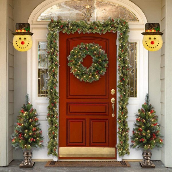聖誕雪人裝飾燈罩門掛雪人頭燈罩門掛聖誕戶外門廊掛飾2