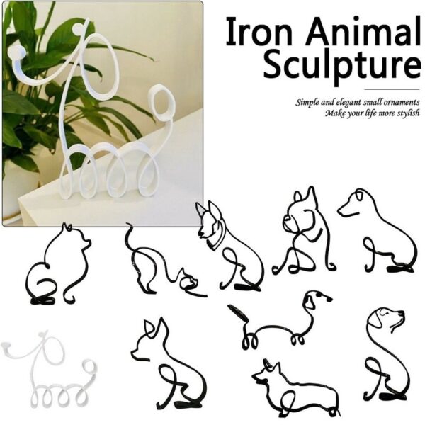 Dog Minimalist Art Sculpture Personalized Gift Metal Decor Modern Home Decoration Office Accessories 1
